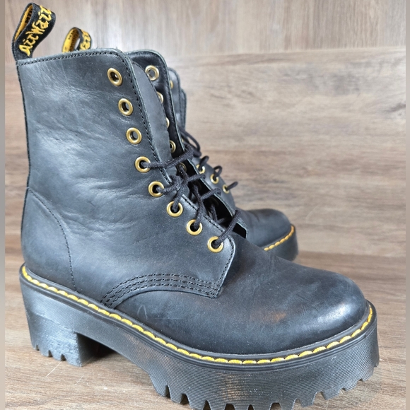 Dr. Martens Shriver Hi Gum Lug Platform Wyoming Black Leather Lace Up Sz 6 / 37 - Picture 14 of 14